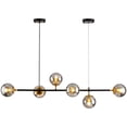 thumbnail image 1 of Vikaey Mid Century Modern chandelier Black and Smoke Gray Glass Globe Linear Ceiling Light Fixture 6-Light Adjustable Pendant Light Fixture for Kitchen,Living Room,Dining Room, 1 of 7