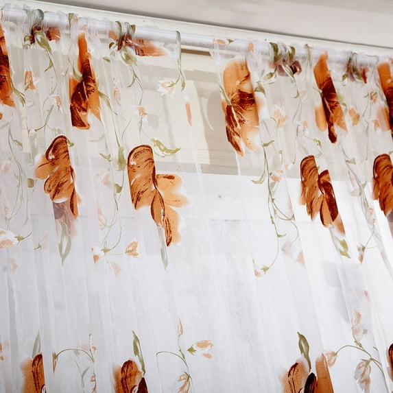 Vikakiooze 1 PCS Vines Leaves Tulle Door Window Curtain Drape Panel Sheer Scarf Valances