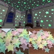 Vikakiooze 100 Pcs Colorful Glow In The Dark Luminous Stars,Fluorescent Noctilucent Plastic Wall Stickers, Murals Decals For Home Art Decor Ceiling Wall Decorate