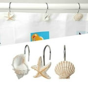 Vikakiooze 12Pcs Bathroom Decorative Seashell Shower Curtain Hooks Window Hangings Holder