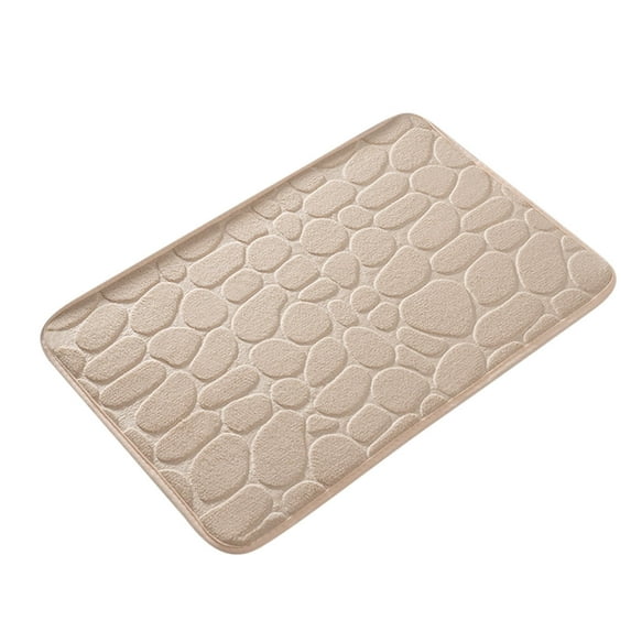 Vikakiooze 1pc Memory Foam Bath Rug,Cobblestone Embossed Bathroom Mat, Rapid Water Absorbent and Washable Bath Rugs, Non-Slip Soft Comfortable Carpet for Shower Room, Bathroom Accessories
