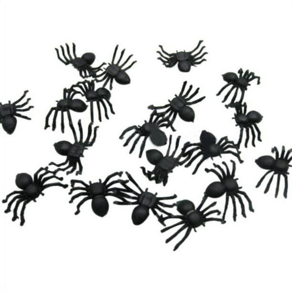 Vikakiooze 20 PC Halloween Plastic Black Spider Joking Toys Decoration Realistic, Halloween Decorations