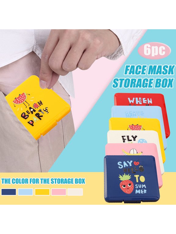 2022 6PCs Portable Cartoon Face Mask Storage Bag Pollution Prevention Not Including Face Mask