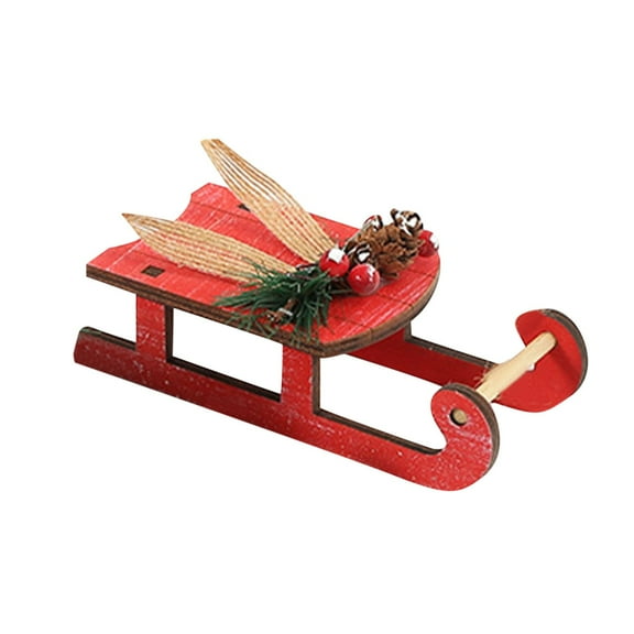 Vikakiooze 2022 Christmas Day Decorative Sleigh Pendant Household Wooden Handicraft Pendant Christmas Decorations
