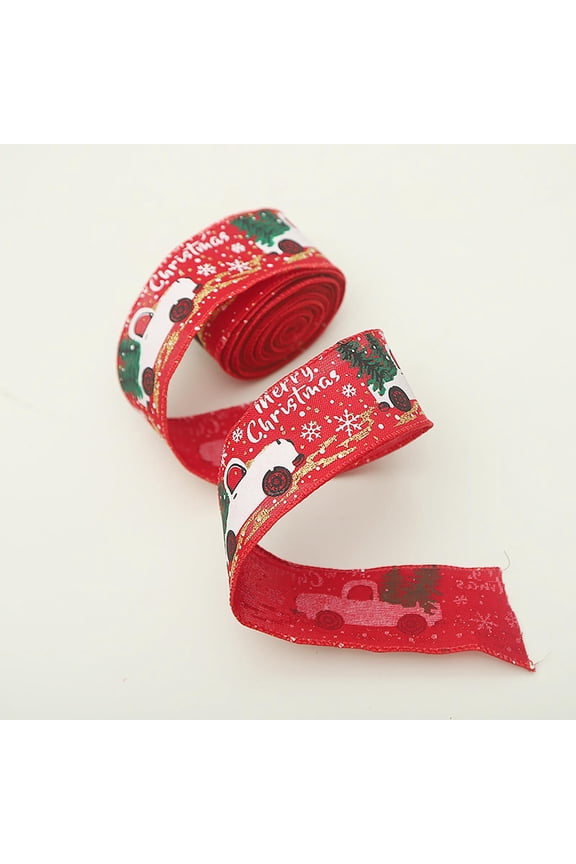 2022 Christmas Print Ribbon 5CM Wide Ribbon Christmas Tree Decoration Ribbon Christmas Decoration