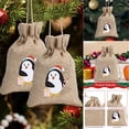 thumbnail image 1 of Vikakiooze 2022 Christmas Printed Linen Gift Bag Santa Backpack Candy Bag Apple Bag 1PC, 1 of 6