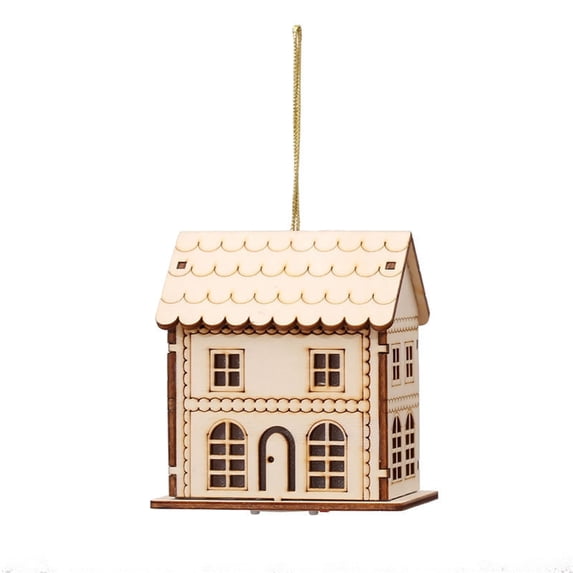 Vikakiooze 2022 Christmas Tree Decorations Wooden House With Lights Christmas Decoration