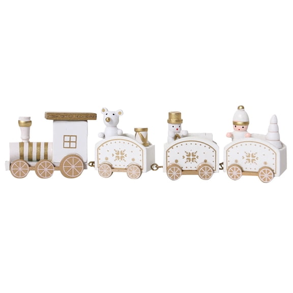 Vikakiooze 2022 Christmas Wooden Four-Section Train Track Decoration Children's Toy Gift Christmas Decorations