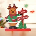 thumbnail image 1 of Vikakiooze 2022 Creative Wooden Christmas Decorations Snowman Santa Claus Fawn Scene Layout, 1 of 2