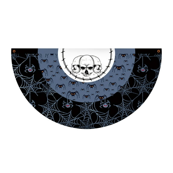 Vikakiooze 2022 Halloween Decorations Halloween Fan-shaped Flag Hanging Flag 45*90cm Halloween Decoration Half-circle Flag