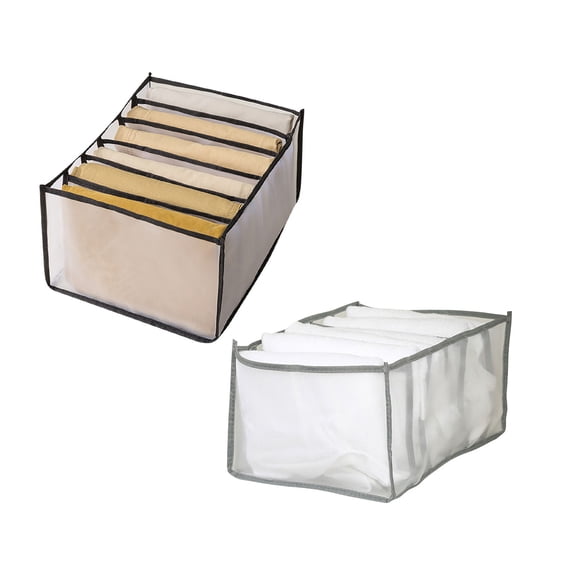 Vikakiooze 2022 Home Storage and Organization 2pc 7 Grids Washable Wardrobe Clothes Organizer,Jeans Compartment Storage Box 36*25*20