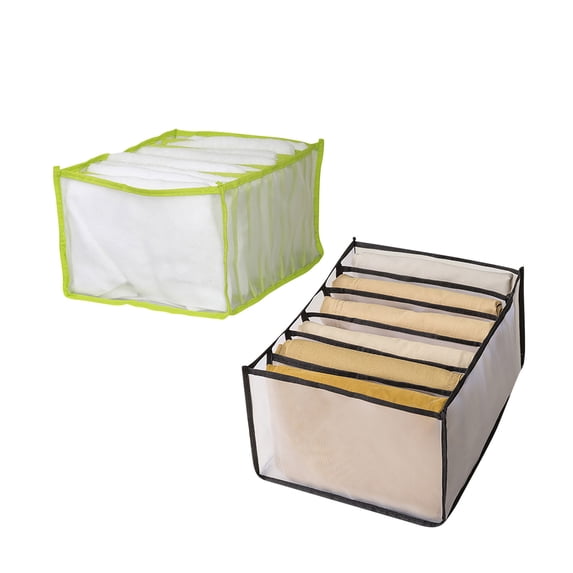 Vikakiooze 2022 Home Storage and Organization 2pc 7 Grids Washable Wardrobe Clothes Organizer,Jeans Compartment Storage Box 36*25*20