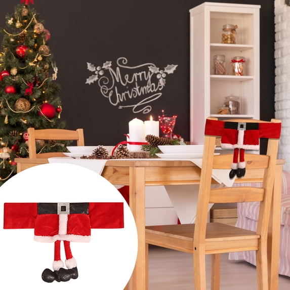 Vikakiooze 2023 Christmas Chair Cover New Santa Belt Chair Cover Skirt Chair Cover