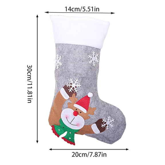 Vikakiooze 11 Inch Unique Red Linen Embroidered Christmas Socks With Lights , Gift Bag Light Up Christmas Socks