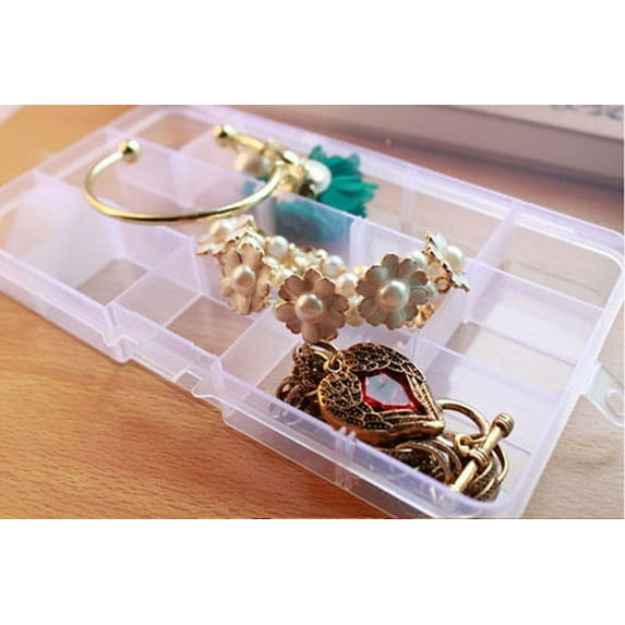 Vikakiooze 2023 Home Storage and Organization 10 Grids Adjustable Jewelry Beads Pills Nail Art Storage Box Case PP