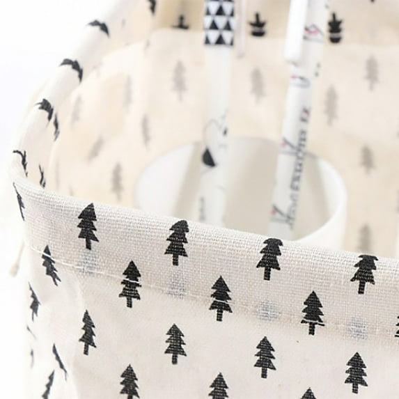 Vikakiooze Cotton Linen Desktop Storage Basket Sundries Storage Box with Handle