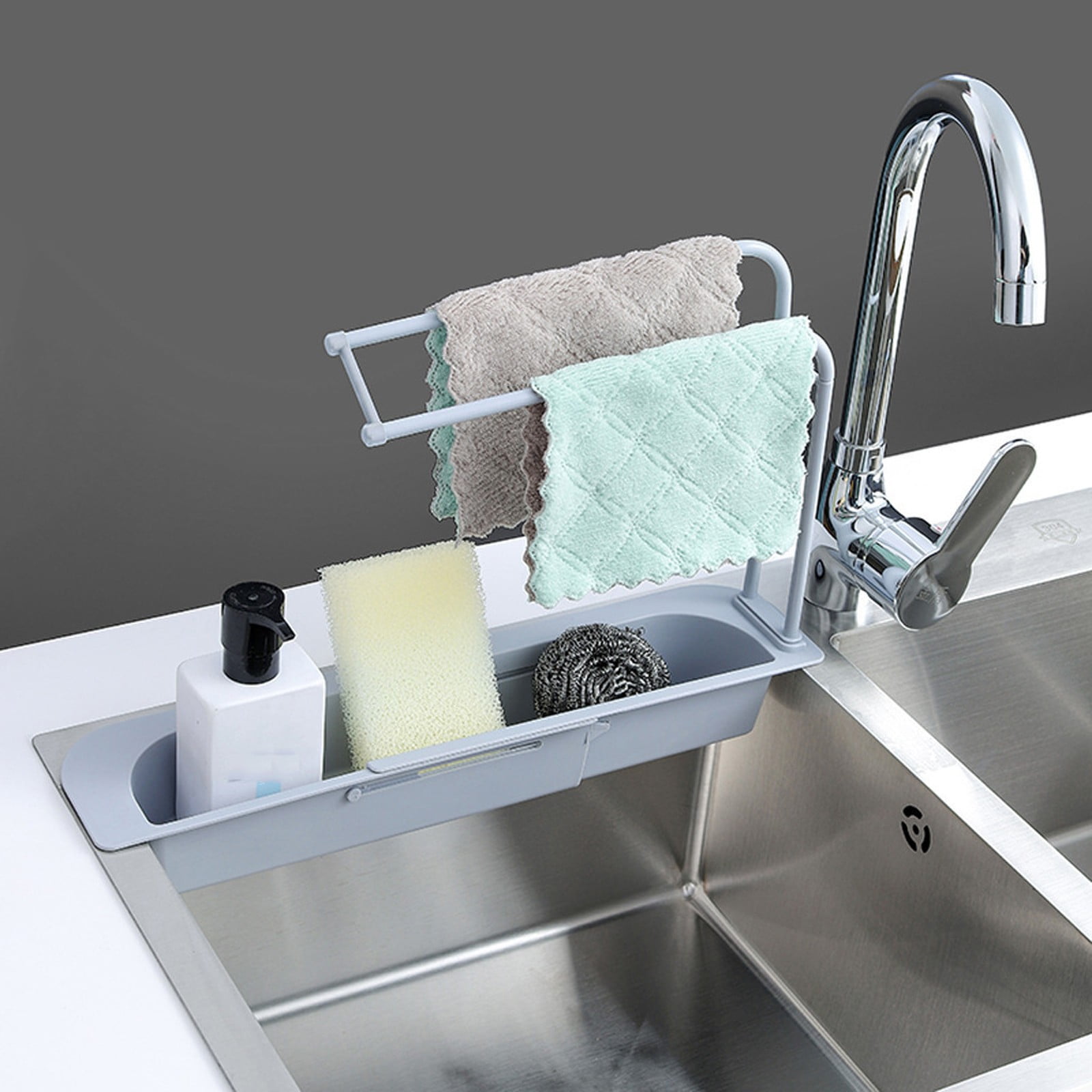 2 in 1 Home Sink Organizer Faucet Hanging Drain Rack kitchen bathroom  organizer Drainer Towel Rack Storage Shelf Kitchen Tools - AliExpress