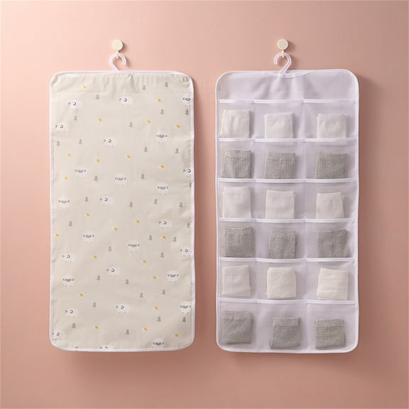 Vikakiooze 2023 Non-woven Double-sided Storage Bag Washable Wardrobe Multi-pocket Bra Hanging Bag Door Rear Socks Storage Bag