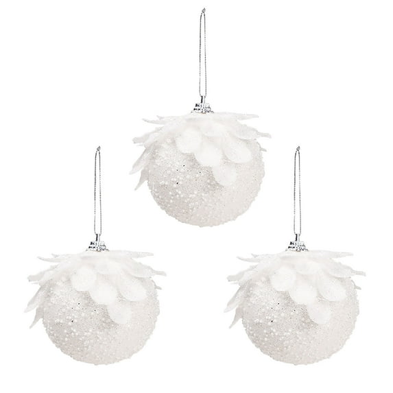 Vikakiooze 2023 Pack Of 3 Christmas Petal Glitter Foam Balls Christmas Tree Decoration Christmas Balls 8cm