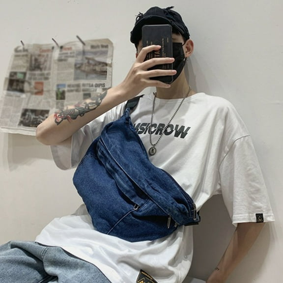 Vikakiooze 2023 Promotion on sale, Denim Shoulder Bag For Women Men Ho-bo Tote Bag Casual Bag Retro Crosody Bag Large Capacity rse