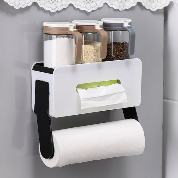 Vikakiooze 2023 Promotion on sale, Magnetic Fridge Orgzer Spice Rack With Paper Towel Holder Magnet Refrigerator Shelf In Kitchen Holds