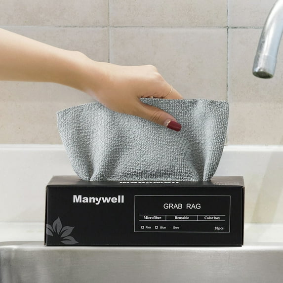 Vikakiooze 2023 Promotion on sale, Reusable Microfiber Cleng And Drying Wipes With Dispenser Box, Pack Of 20