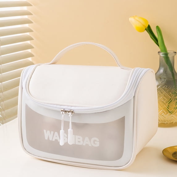 Vikakiooze 2023 Promotion on sale, Translucent Waterproof , Set Frosted Translucent PVC With Zipper Handle Portable Travel Bag, Hangable And Handy