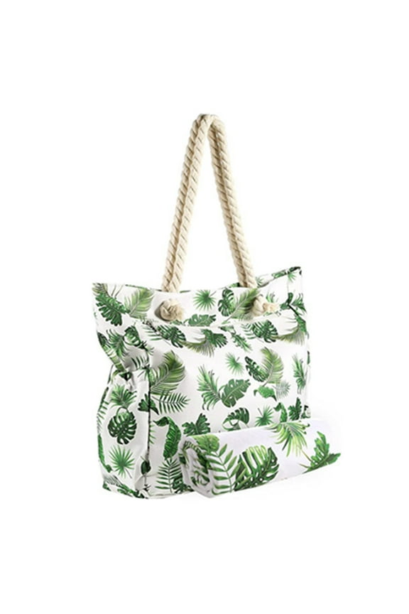 2023 Promotion on sale, Tropical Summer Palm Tree Leaf Large Beach Bag Tote Bags Reusable Grocery Shoulder Bag With Zipper Pocket
