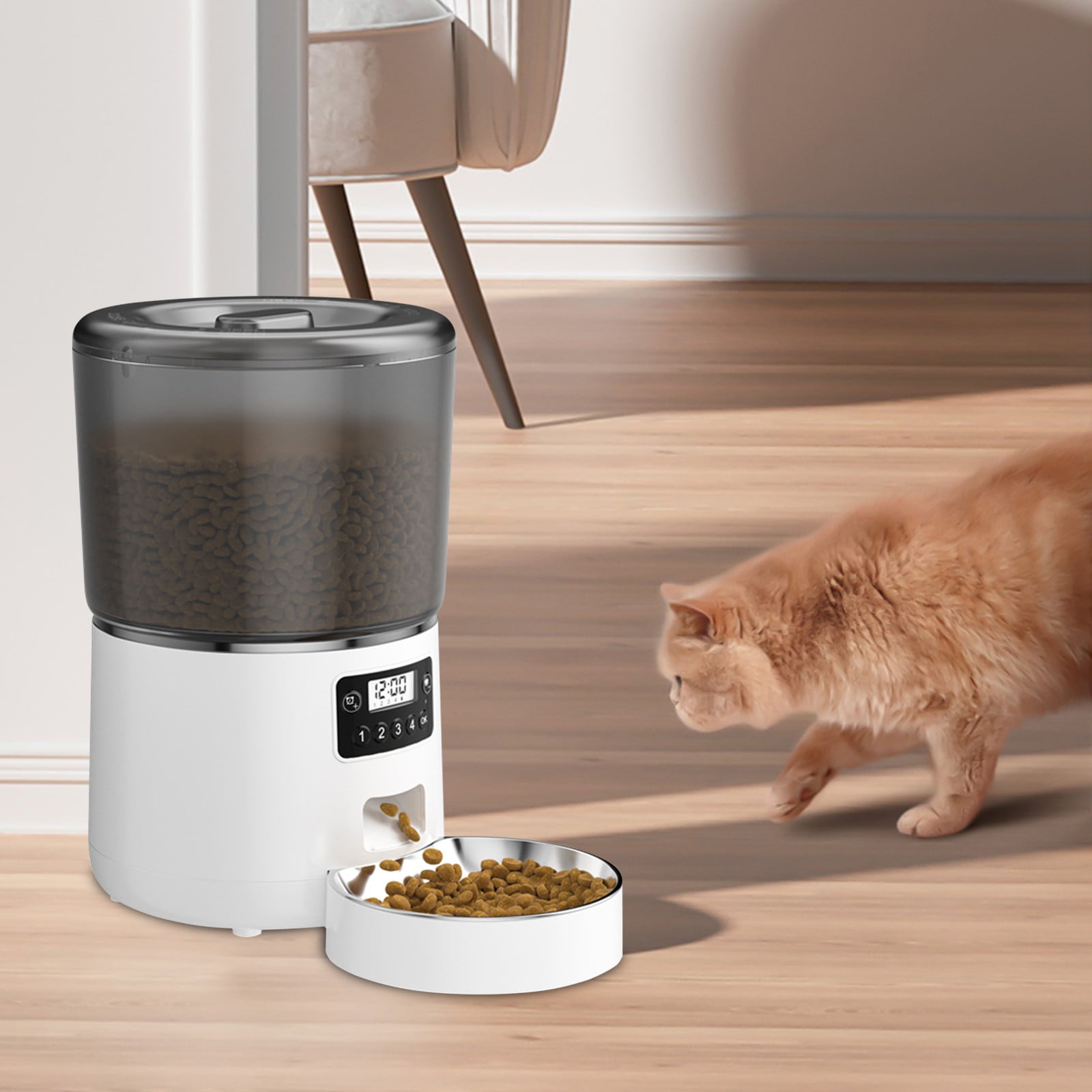 Vikakiooze 2023 Promotion on sale, Automatic cat Feeder, Timed cat Feeder With Adjustabled Feeding Schedule, cat Dry Food Dispenser, Pet Feeders, 1-4 Meals Per Day, Dual-Power-Supply