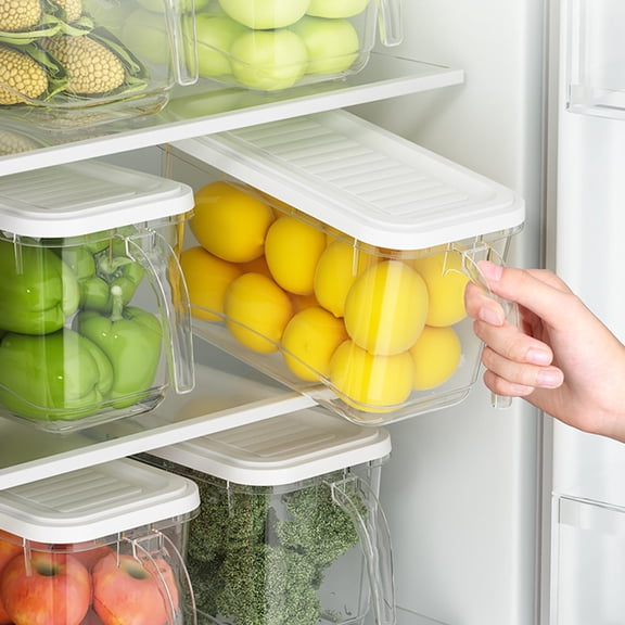 Vikakiooze 2023 Promotion on sale, Fridge Storage Containers Produce Preservation , Stackable Refrigerator Orgzer With Handle To Keep Fresh For Produce, Food, Vegetables, Meat And Fish,Clear