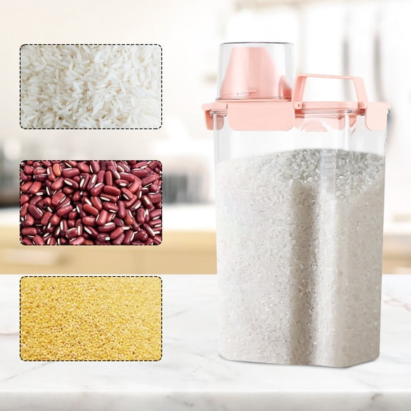 Vikakiooze 2023 Promotion on sale, Plastic Transparent Tank, Rice Storage Barrel, Household Food Container Grain Storage Box For Oatmeal, Grain, Cereal, Pasta, Flour