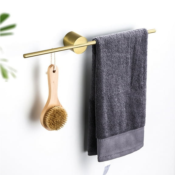 Vikakiooze Towel Rack Light Luxury Creative Brushed Gold Single Nordic Minimalist Bathroom Towel Bar 3 Towel Bar Wall-Mounted (Color : Black Seat Gold Pole, Siz