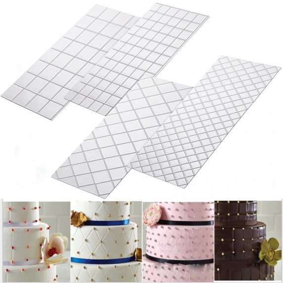 Vikakiooze 2023 under10, 4pcs Grid Transparent Stencil Texture Mat Cake Border Decorating Tool Cake Mold, Sizzling Savings