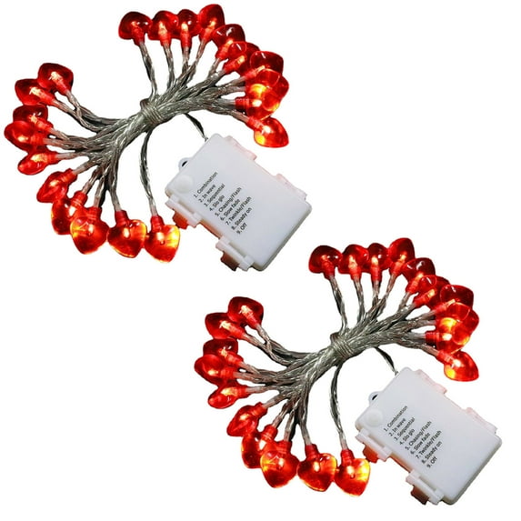 Vikakiooze 2PC Red Heart Lantern Valentine's Day String Small Lantern Lights
