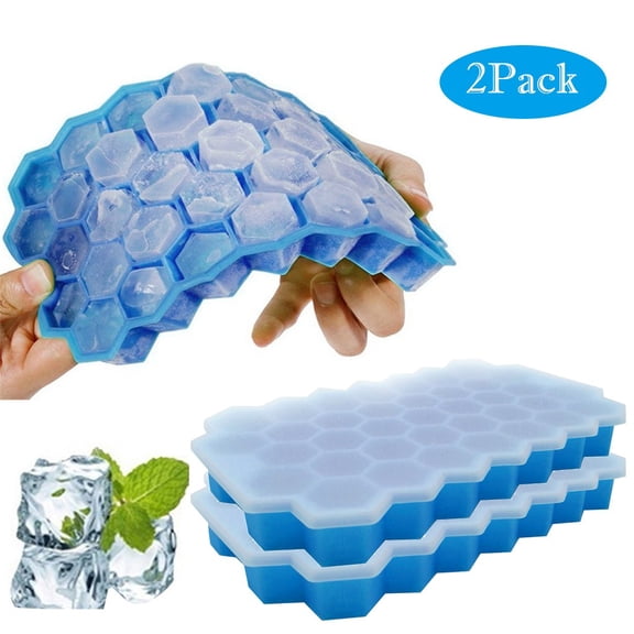 Vikakiooze 2Pcs Honeycomb Shape Ice Cube 37 Cubes Ice Tray Ice Cube Mold Storage Containers 2Pcs Honeycomb Shape Ice Cube