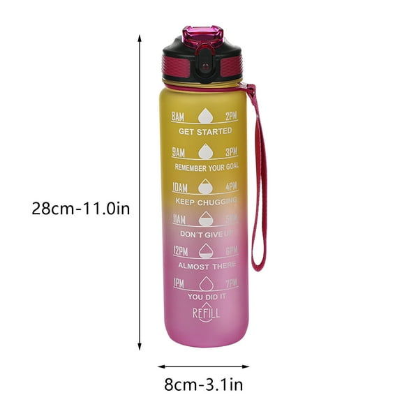Vikakiooze 32 Oz Water Bottle With Time Marker, Carry Strap, Leak-Proof Tritan Bpa-Free, Ensure You Drink Enough Water For Fitness, Gym, Camping, Outdoor Sports Kitchen Appliances on
