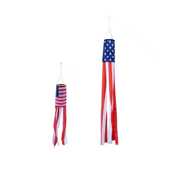 Vikakiooze 35Inch and 59Inch American Flag Windsock Outdoor Hanging Home Decorations 2Pack