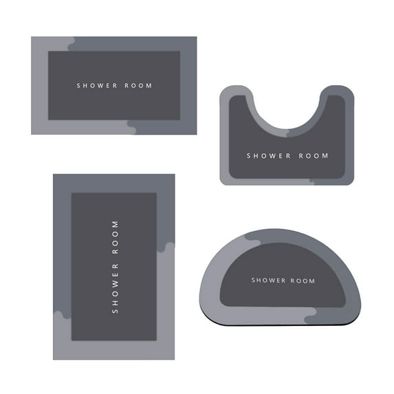 Vikakiooze 4 Piece Bathroom Toilet Mat Set New Large Size Super Absorbent Dry Machine Washable Non Slip Backing Easy Cleaning Perfects For Any Home Hotel Shower Room