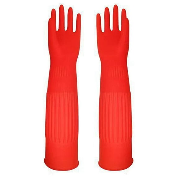 Vikakiooze 45Cm Household Natural Latex Gloves,Household Kitchen Dishwashing Rubber Durable
