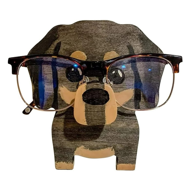 Vikakiooze Animal Shape Glasses Holder, Wood Carved Animal Eyeglass Holder,  Handmade Cute Pet Glasses Display Stand,Desk Accessory Home Office Decor