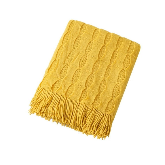 Vikakiooze Blanket Soft Knitted Blanket Fringed Blanket Sofa Blanket Sleeping Blanket 176x127cm