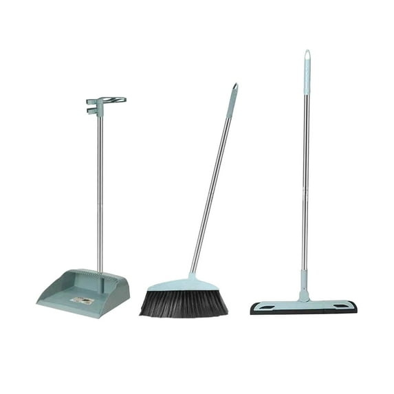 Vikakiooze Broomstick And Dustpan Set With Long Handle Windproof Stand Up Dustpan With Broomstick Combo For Home Kitchen Room Office Lobby Floor Use