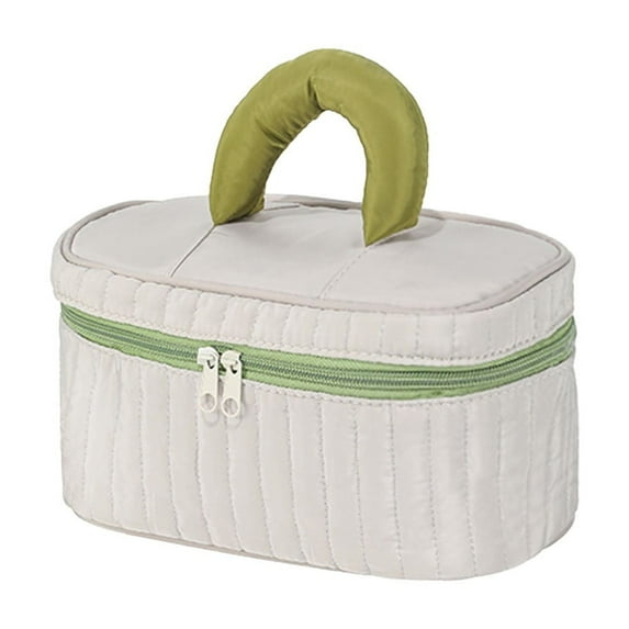 Vikakiooze Canvas Makeup Bag With Handle Toiletry Organizer With Makeup Brush Organizer Cute Travel Sanitary Cosmetic Bags For Teens Girls