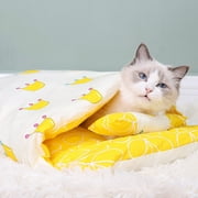 Vikakiooze Cat Sleeping Bag,Covered Cat Bed for Indoor Cats,Small Pet Bed,Cozy Kitten Bed,Cute Cat Bed with Removable Pillow,Soft Pet Mat,Machine Washable Pet Cave Bed