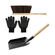 Vikakiooze Charcoal Shovel,Gloves And Hearth Brush Set , Hearth Tidy Set, Fireplace Shovel And Brush, Metal Brush Pan Set, Fireplace Tools, Firepit Tools,for Fireplace