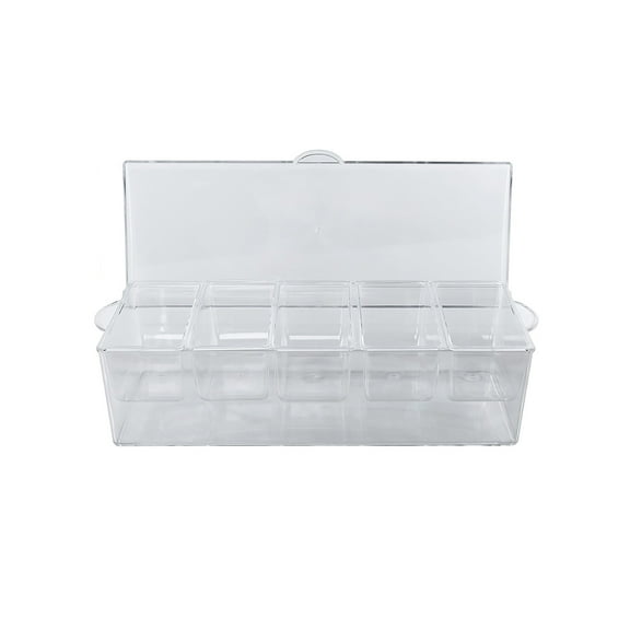 Vikakiooze Chilled Condiment Caddy With 5 Containers Condiment Caddy With Lid For Bar Accessories Home Gathering Party Decoration