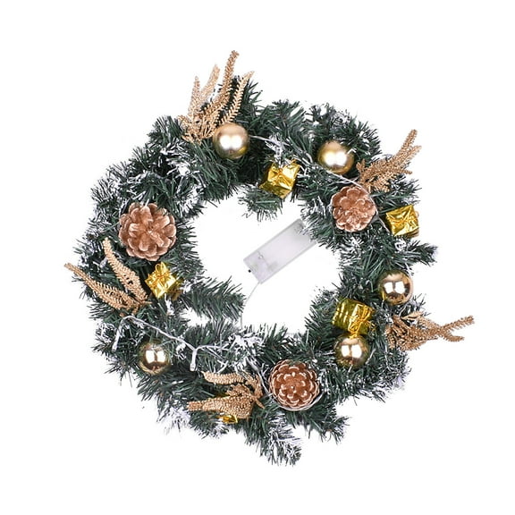 Vikakiooze Christmas Artificial Christmas Wreath, Spruce, Decorated With Christmas Balls, Pines Cones, Christmas Collection Wreath 15.75 Inches Christmas Decorations