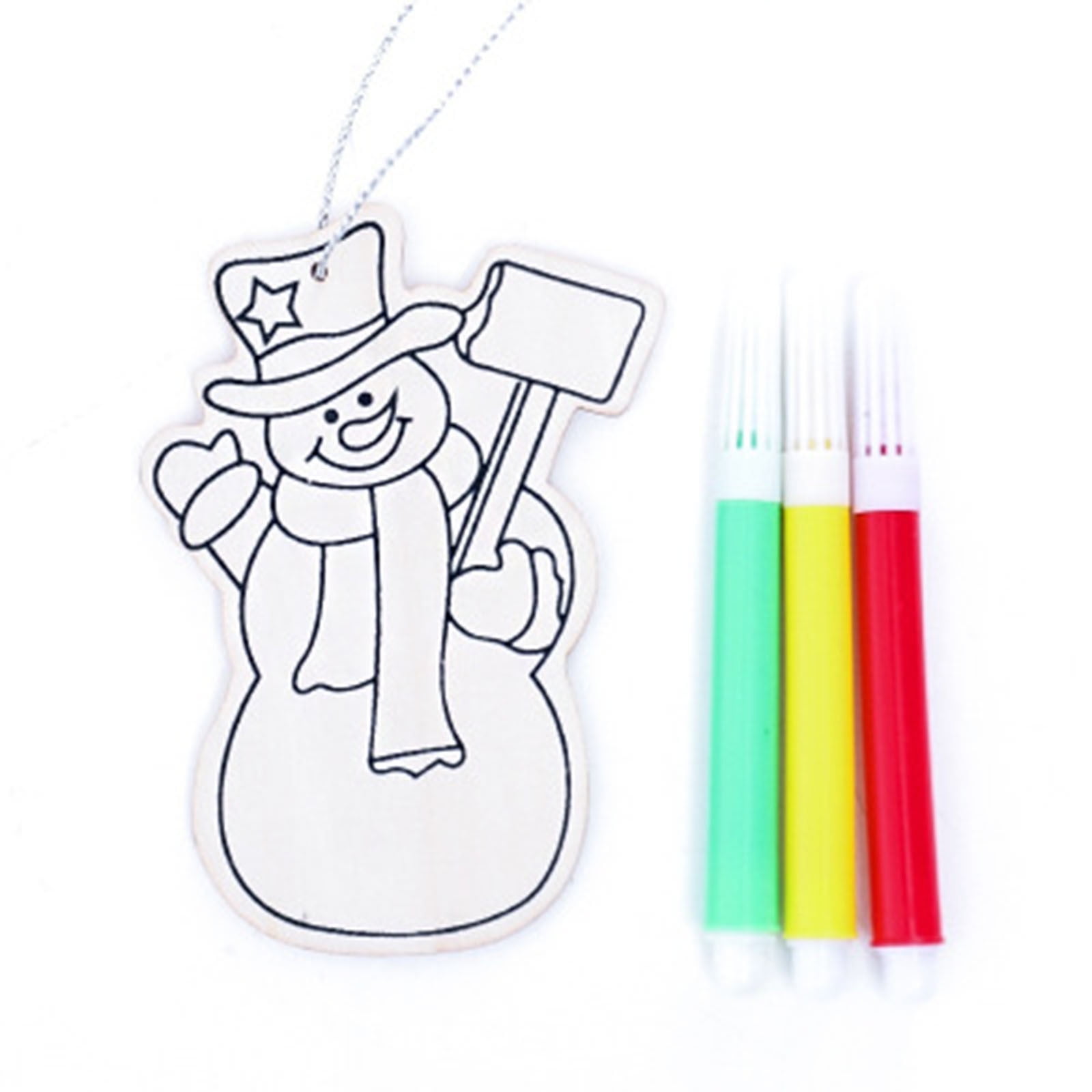 Vikakiooze Christmas Crayons DIY Wooden Pendant Children's