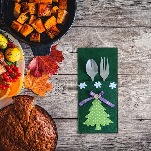 Vikakiooze Christmas Decor Christmas Decorations Table Tableware Set Hotel Tableware Set Christmas Tree Knife And Fork Bag 4