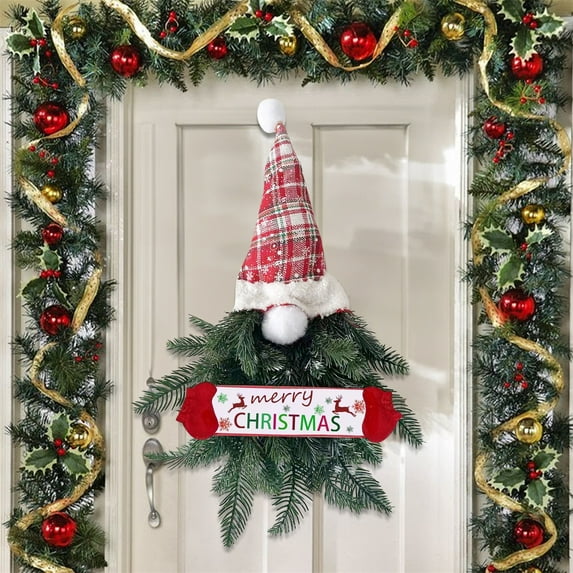 Vikakiooze Christmas Decor Christmas Pygmy Wreath Pines Needle Pygmy Wall Decoration Festival Front Door Decoration Wreath